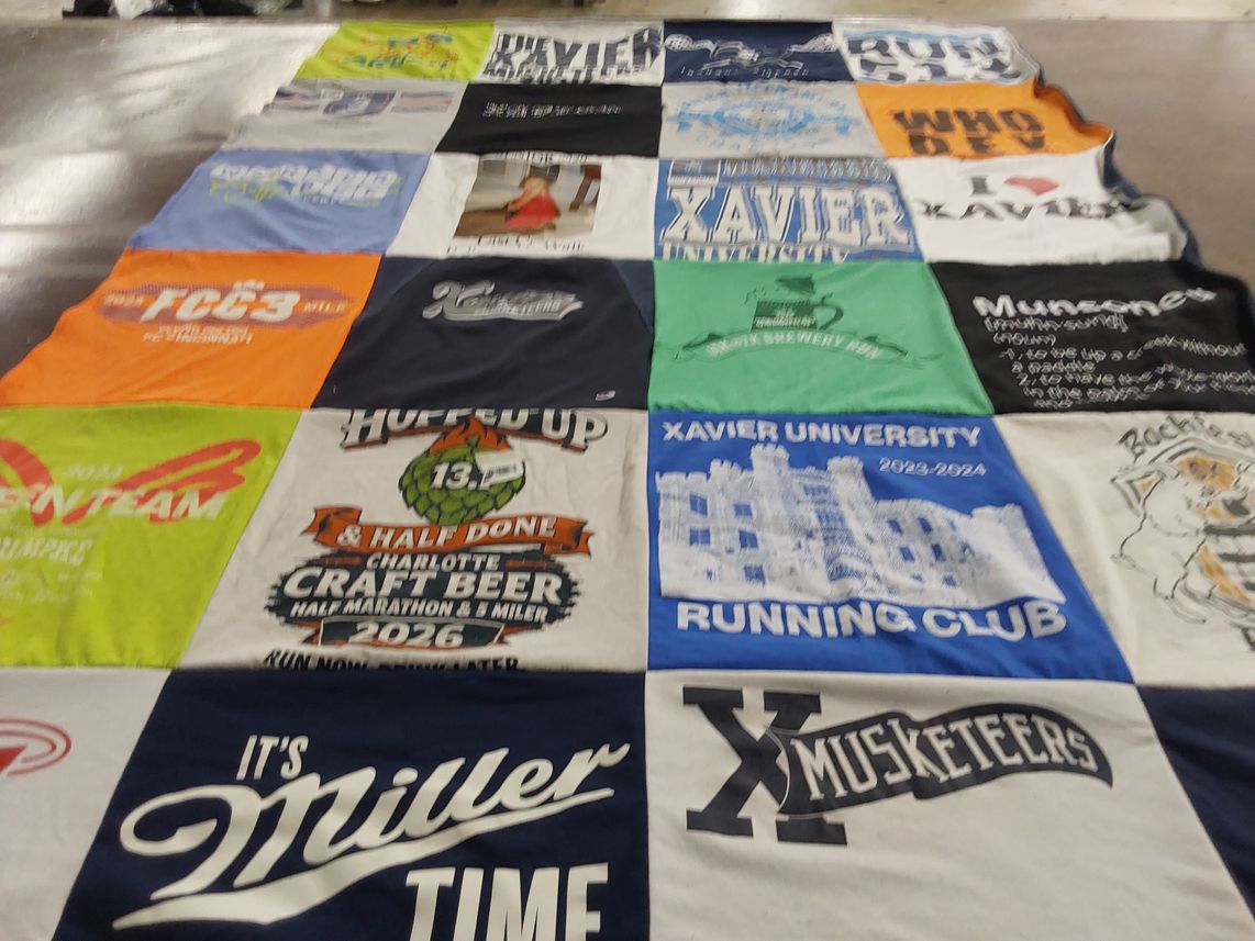 T-shirt quilt featuring xavier musketeers by Olivia from OH