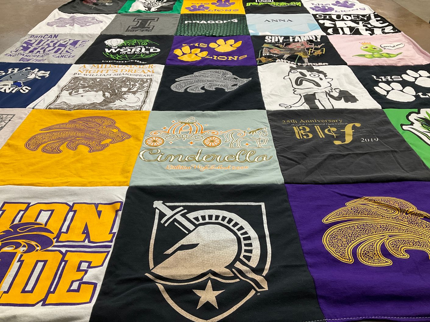 T-shirt quilt featuring linn high school lions by Ashley from CO