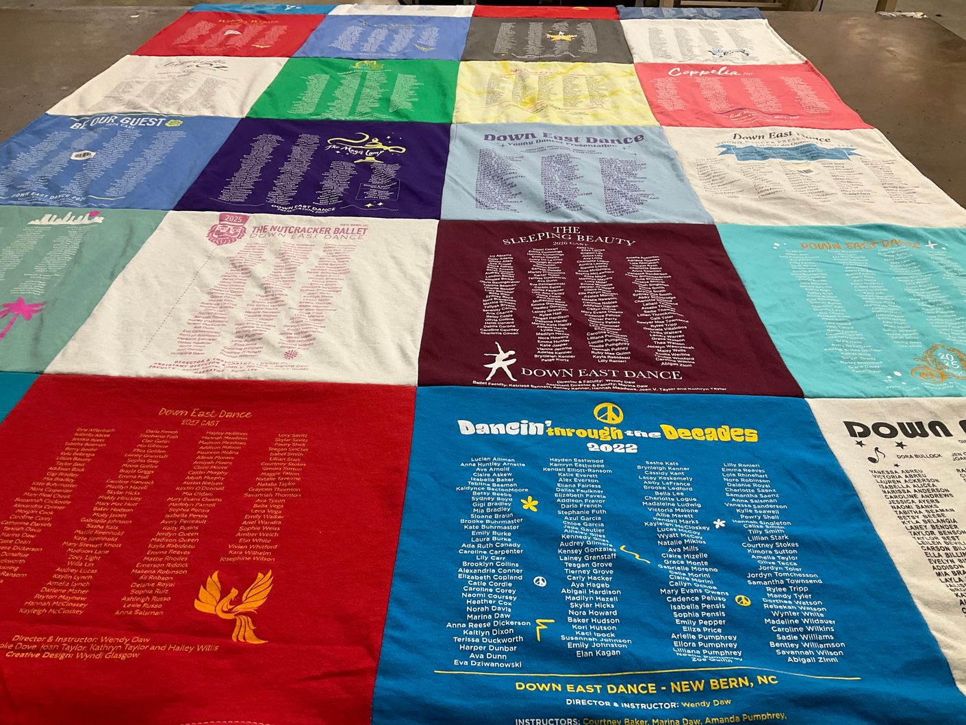 T-shirt quilt with dance, ballet themes by David from NC