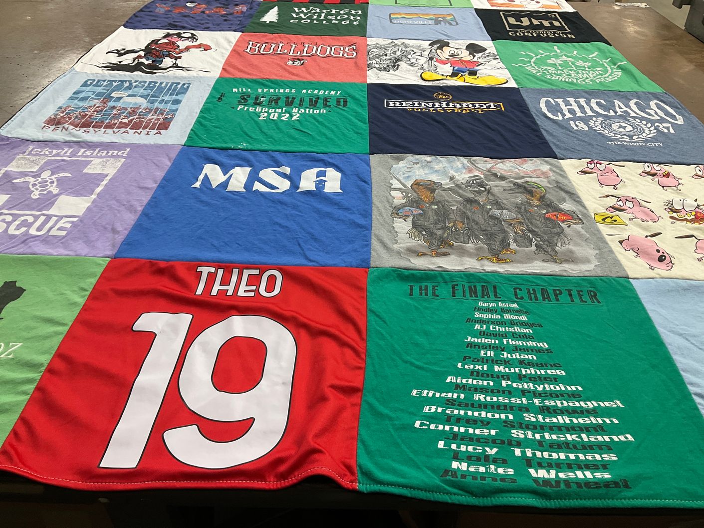 T-shirt quilt from warwick wilson college, gettysburg college by Paul from GA