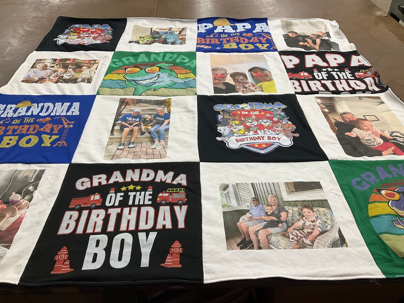 T-shirt quilt with family, celebration themes by L from IL