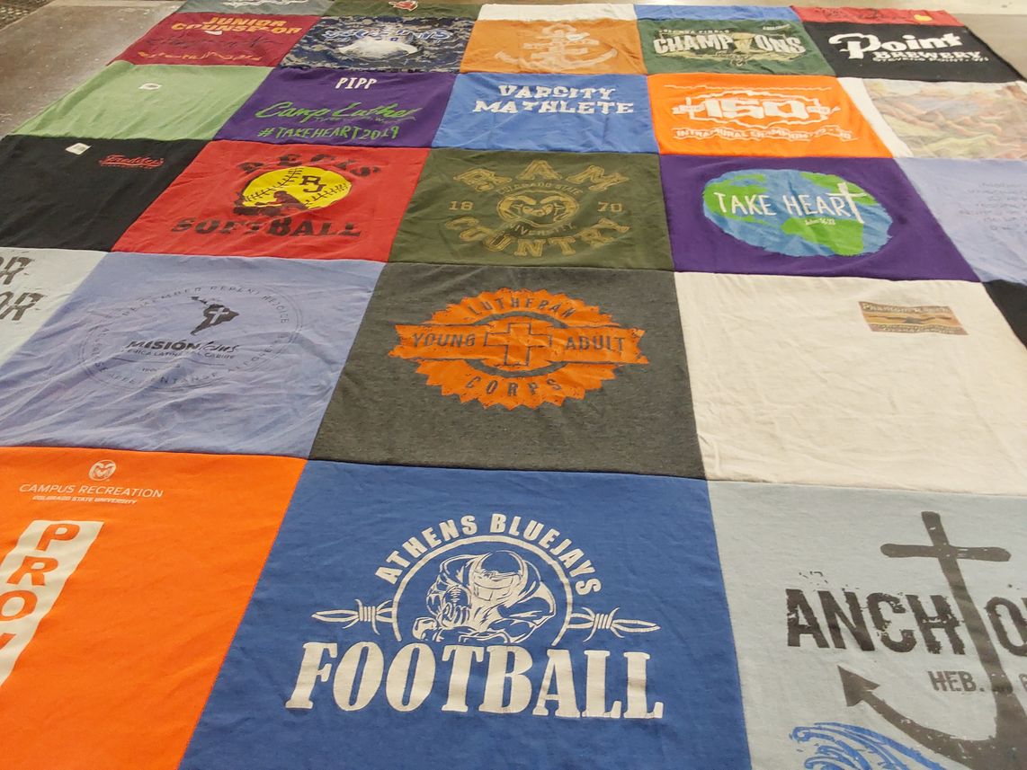T-shirt quilt featuring athens bluejays football by Paul from WI