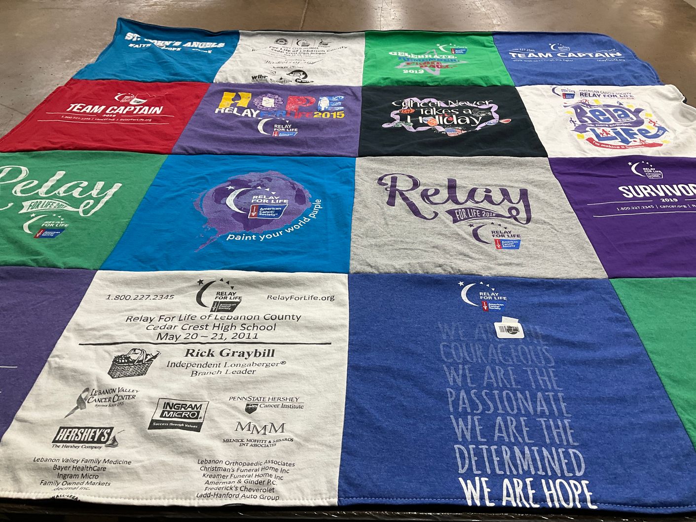 T-shirt quilt from cedar crest high school by Cynthia from PA
