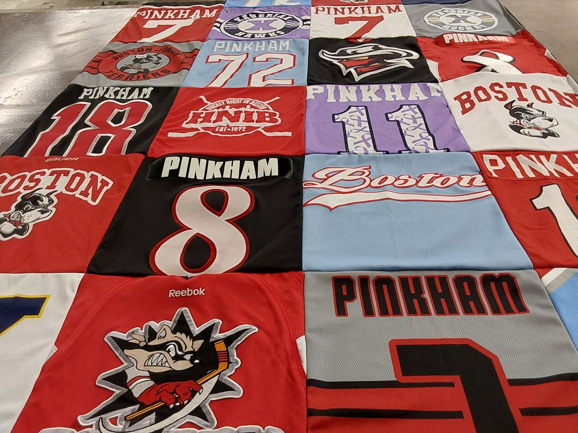 T-shirt quilt featuring boston terriers by Jenifer from MA