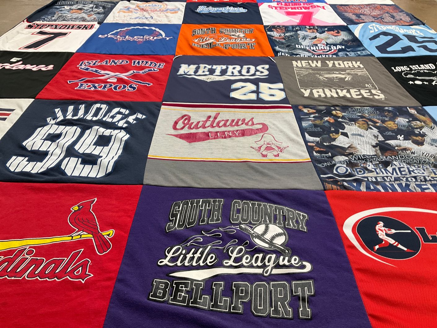 T-shirt quilt featuring new york yankees, st. louis cardinals by Lorraine from NY