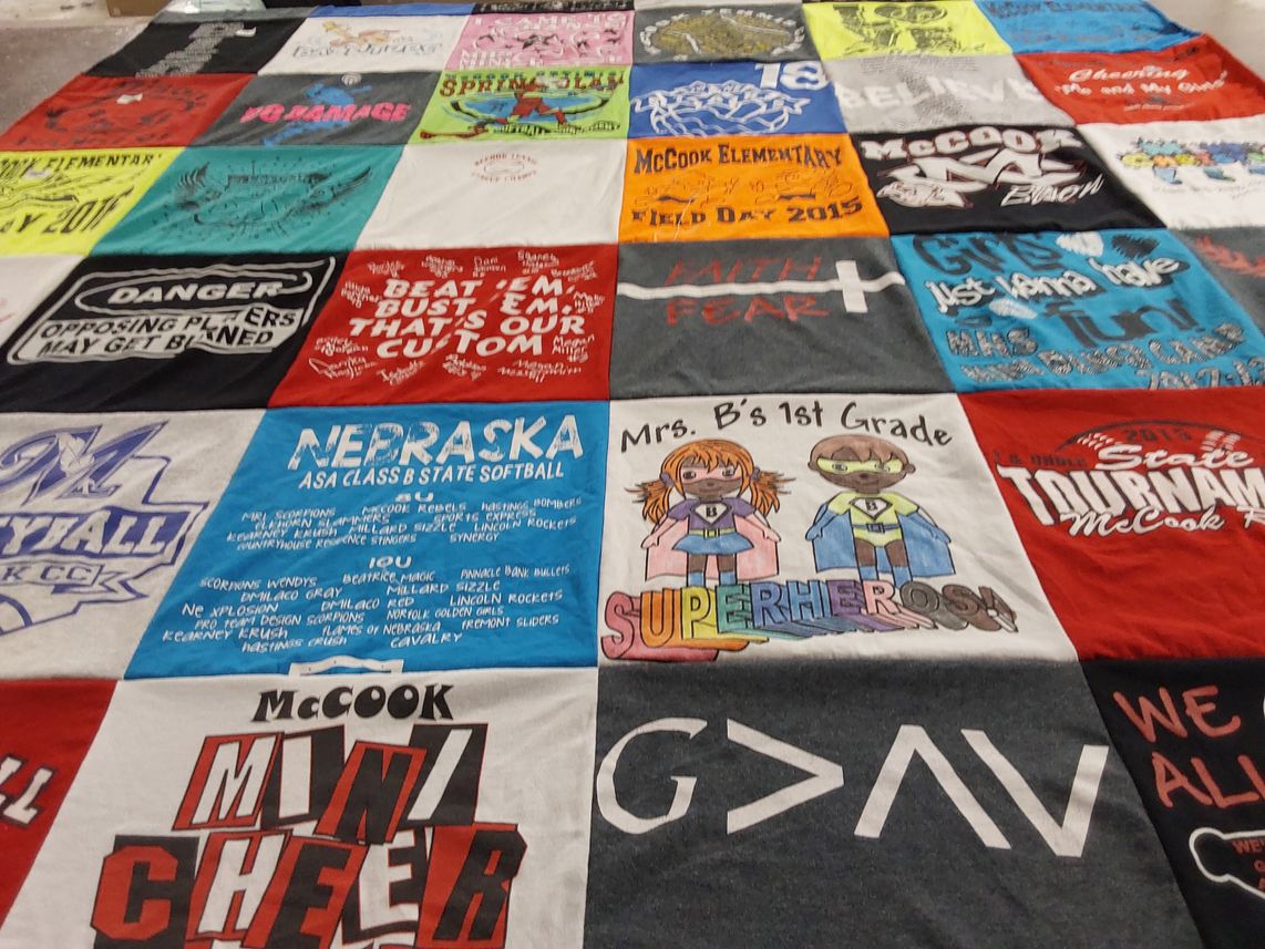T-shirt quilt featuring mccook softball team by Teresa from NE