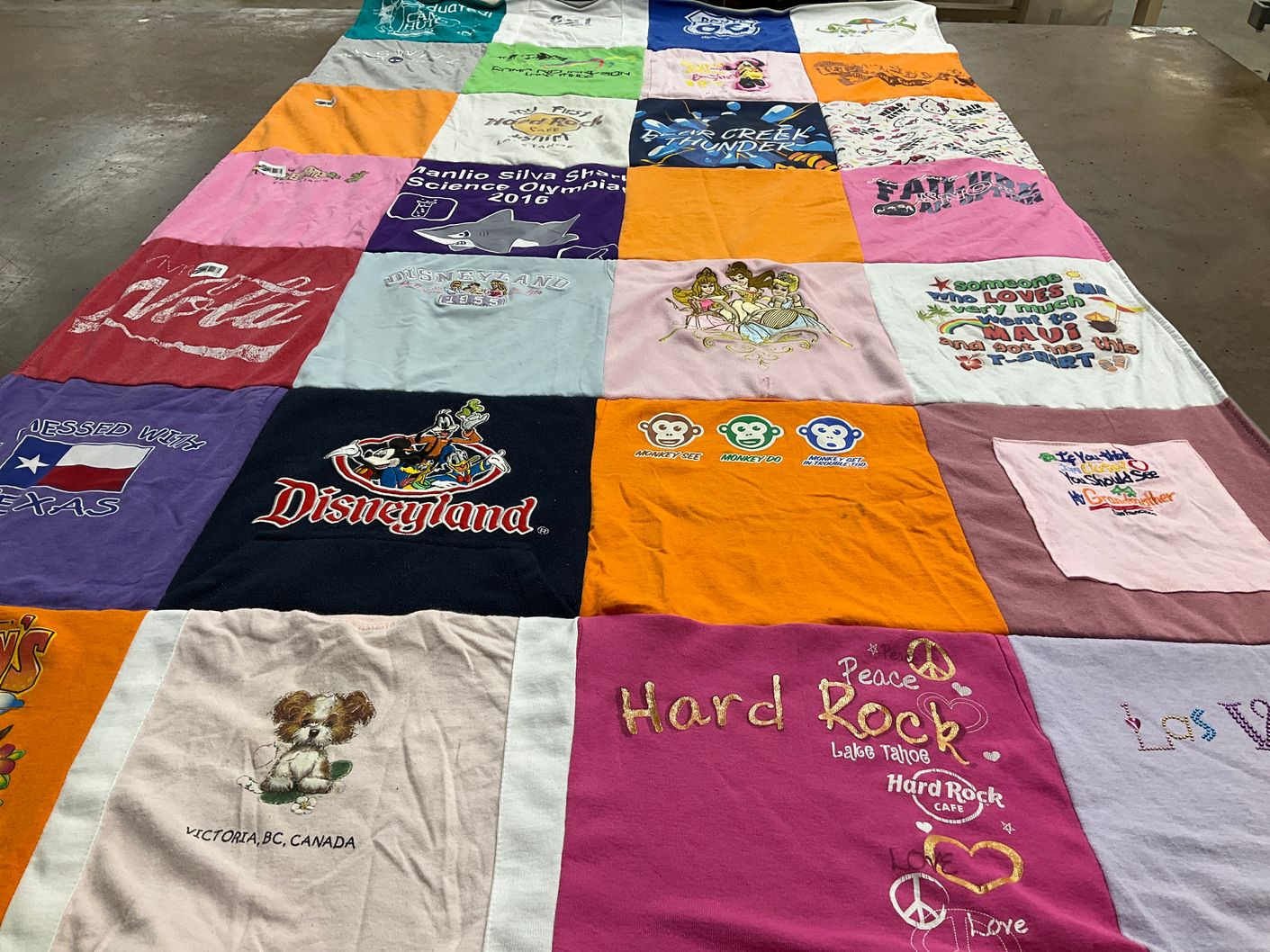 T-shirt quilt from manlio silva high school by Christine from CA