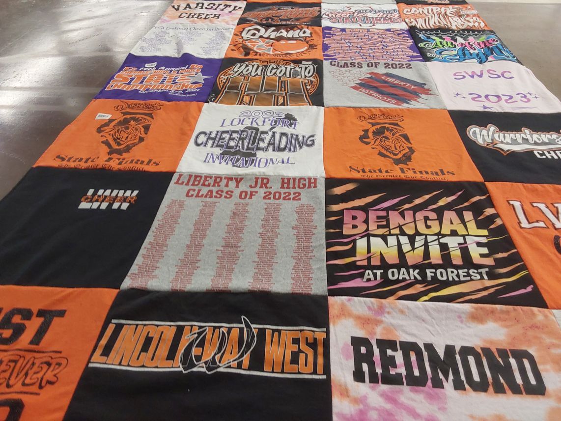 T-shirt quilt from lincoln-way west high school, liberty junior high school by Melissa from IL