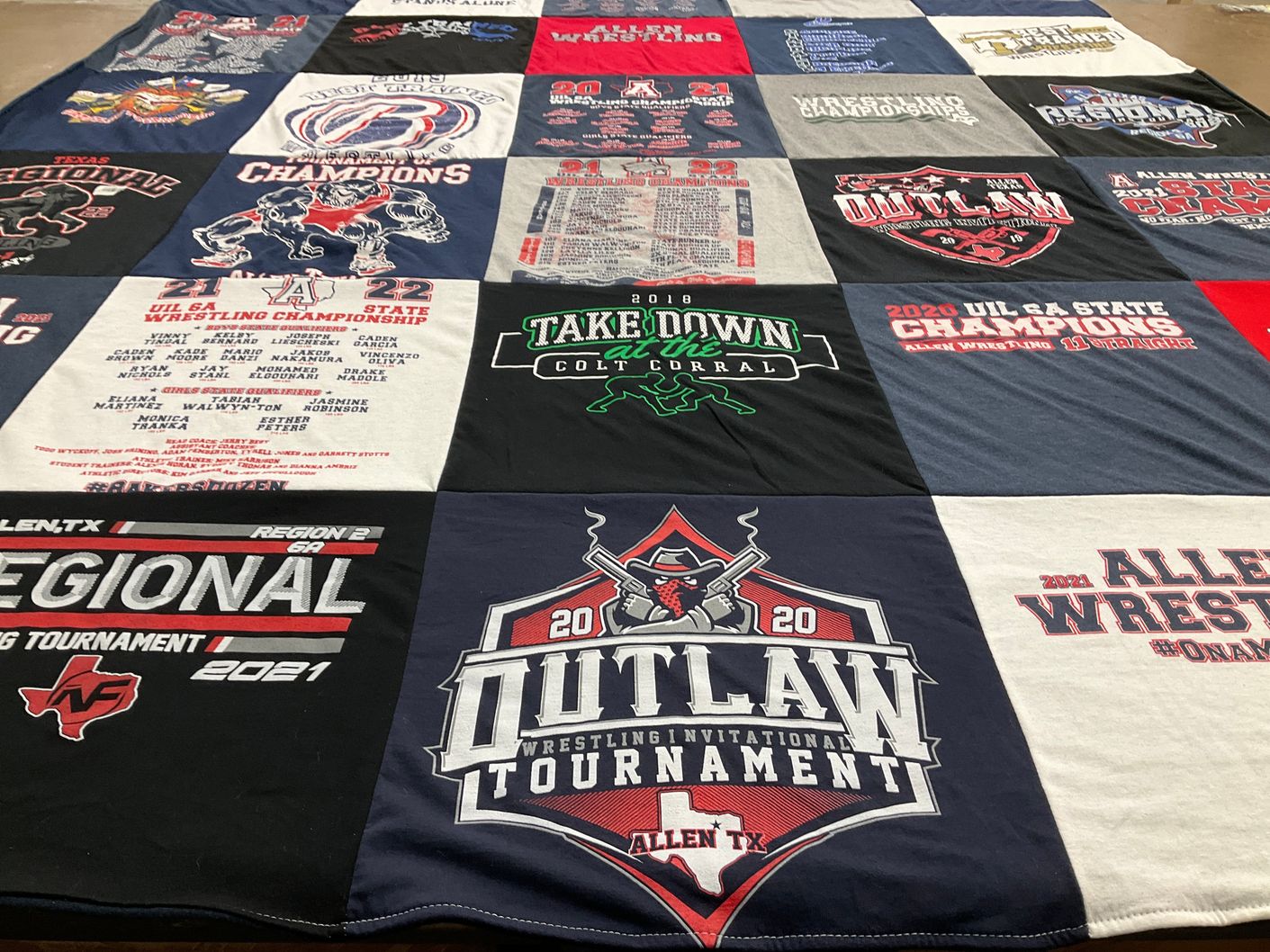 T-shirt quilt featuring allen wrestling by Melissa from TX