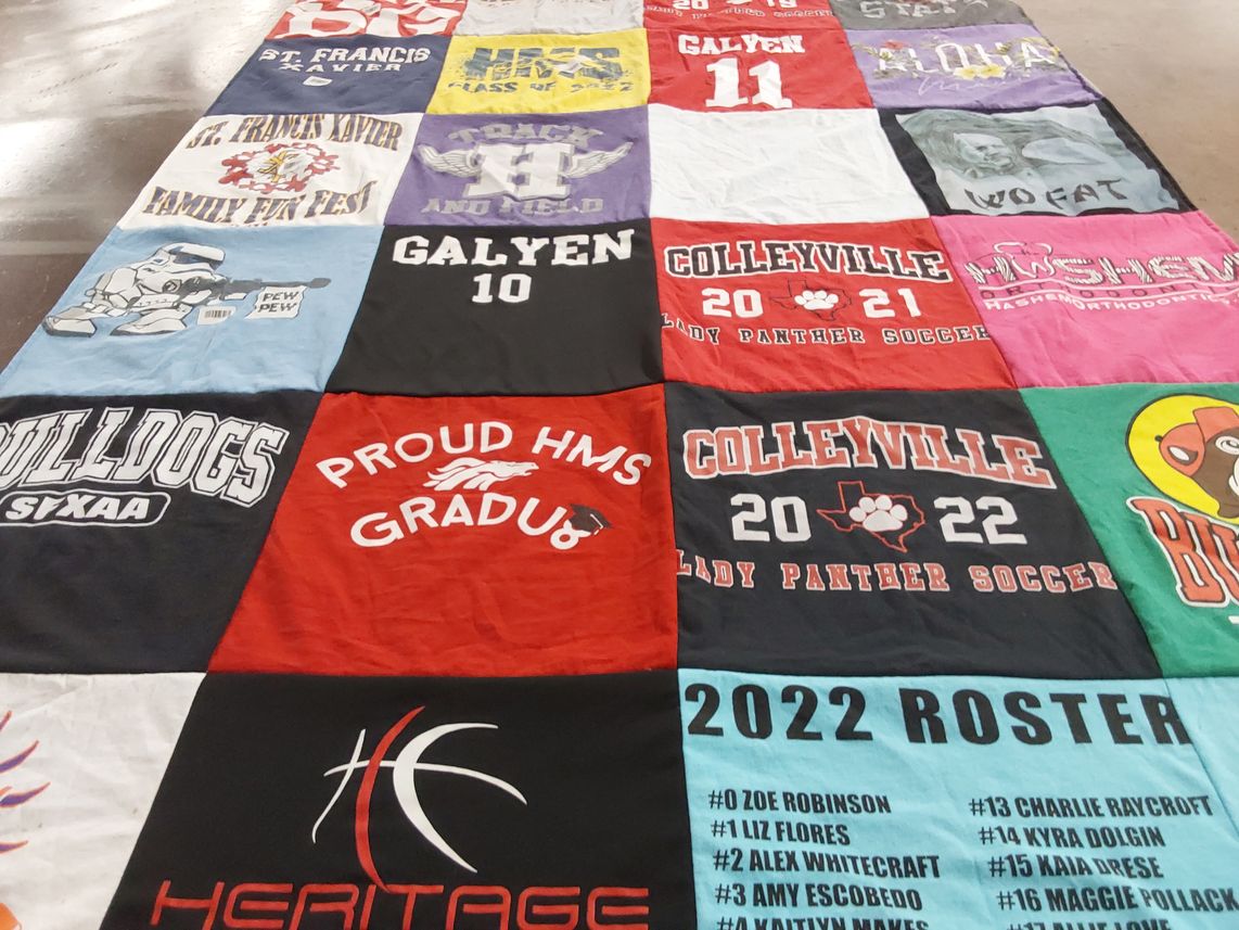 T-shirt quilt featuring colleyville lady panther soccer by Maria from OR