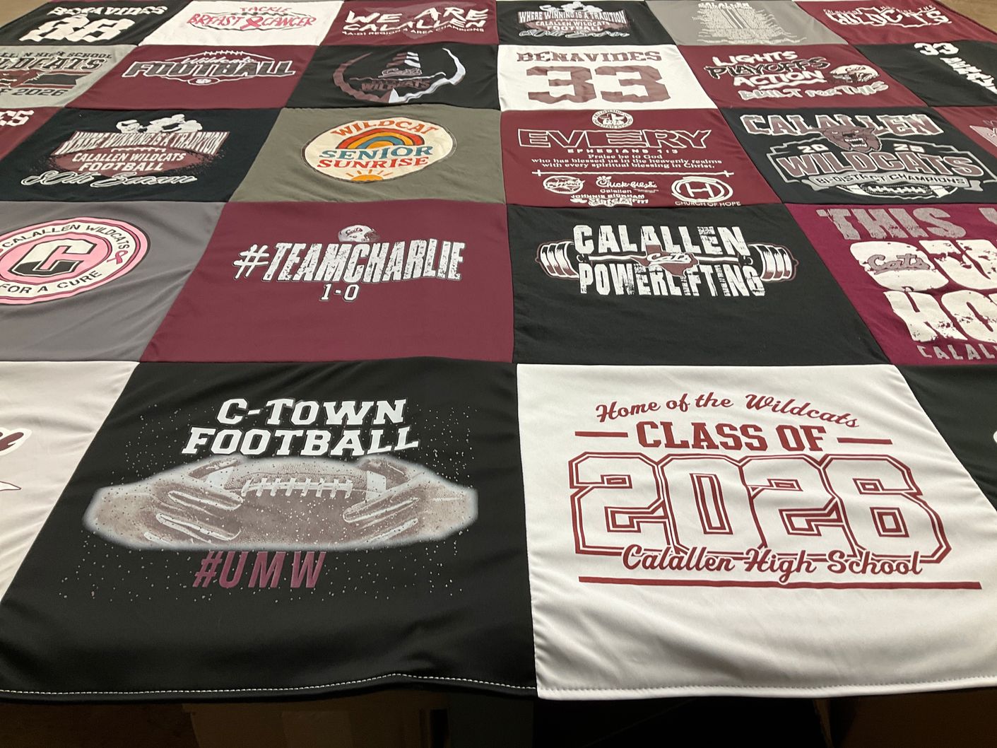 T-shirt quilt featuring calallen wildcats football by Blinda from TX