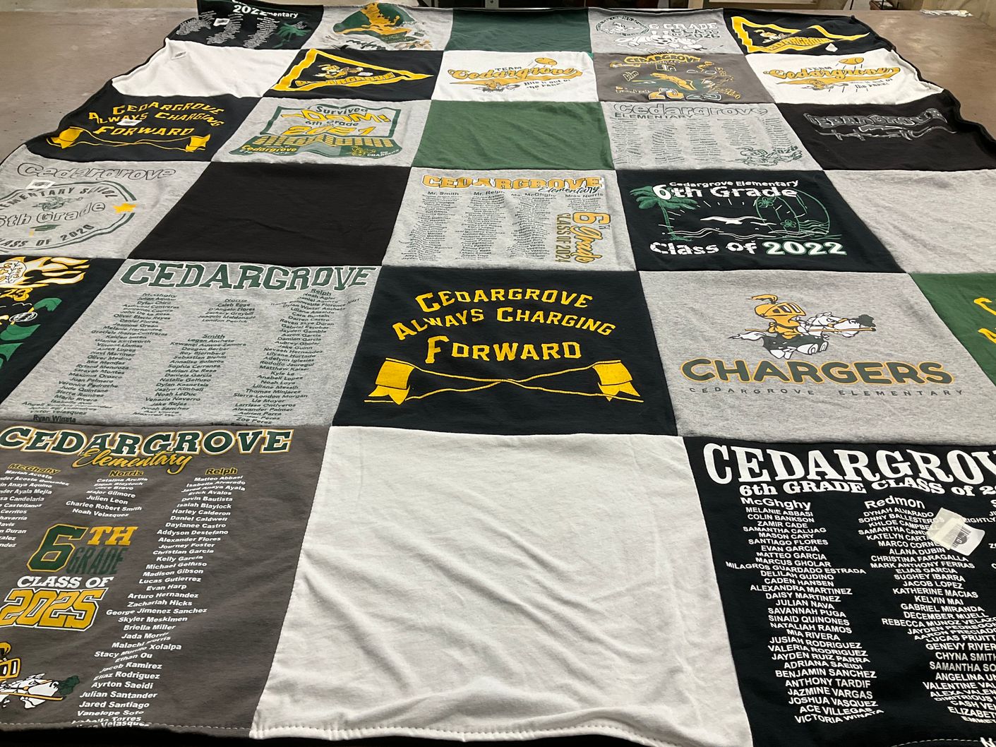 T-shirt quilt from cedargrove elementary school by Michelle from CA