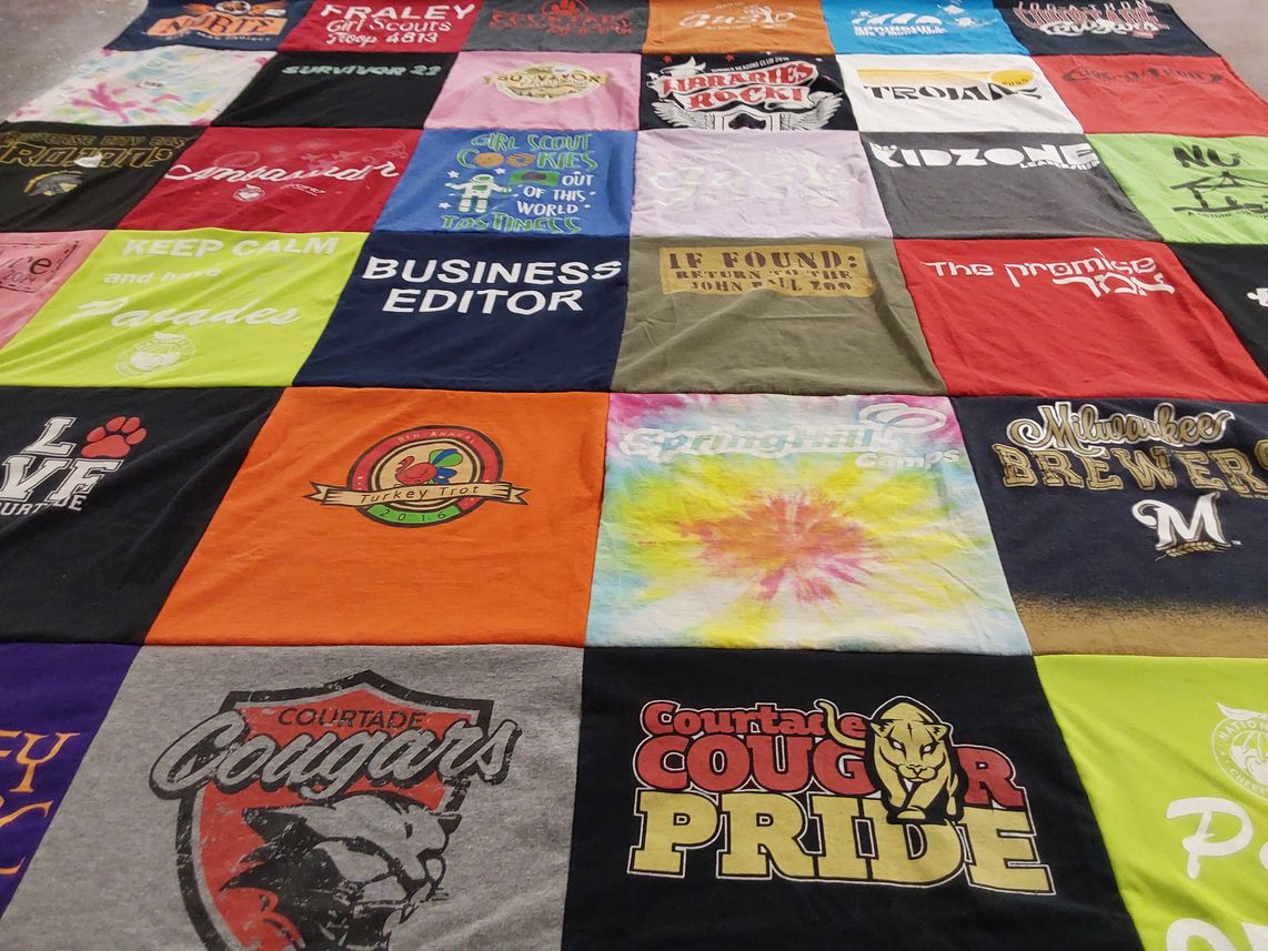 T-shirt quilt featuring courtage cougars by Keegan from MI