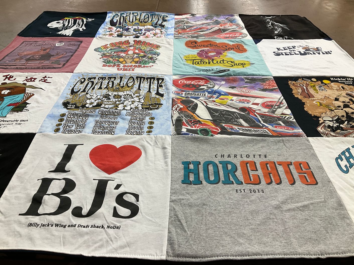 T-shirt quilt featuring charlotte horcats by Madeline from GA