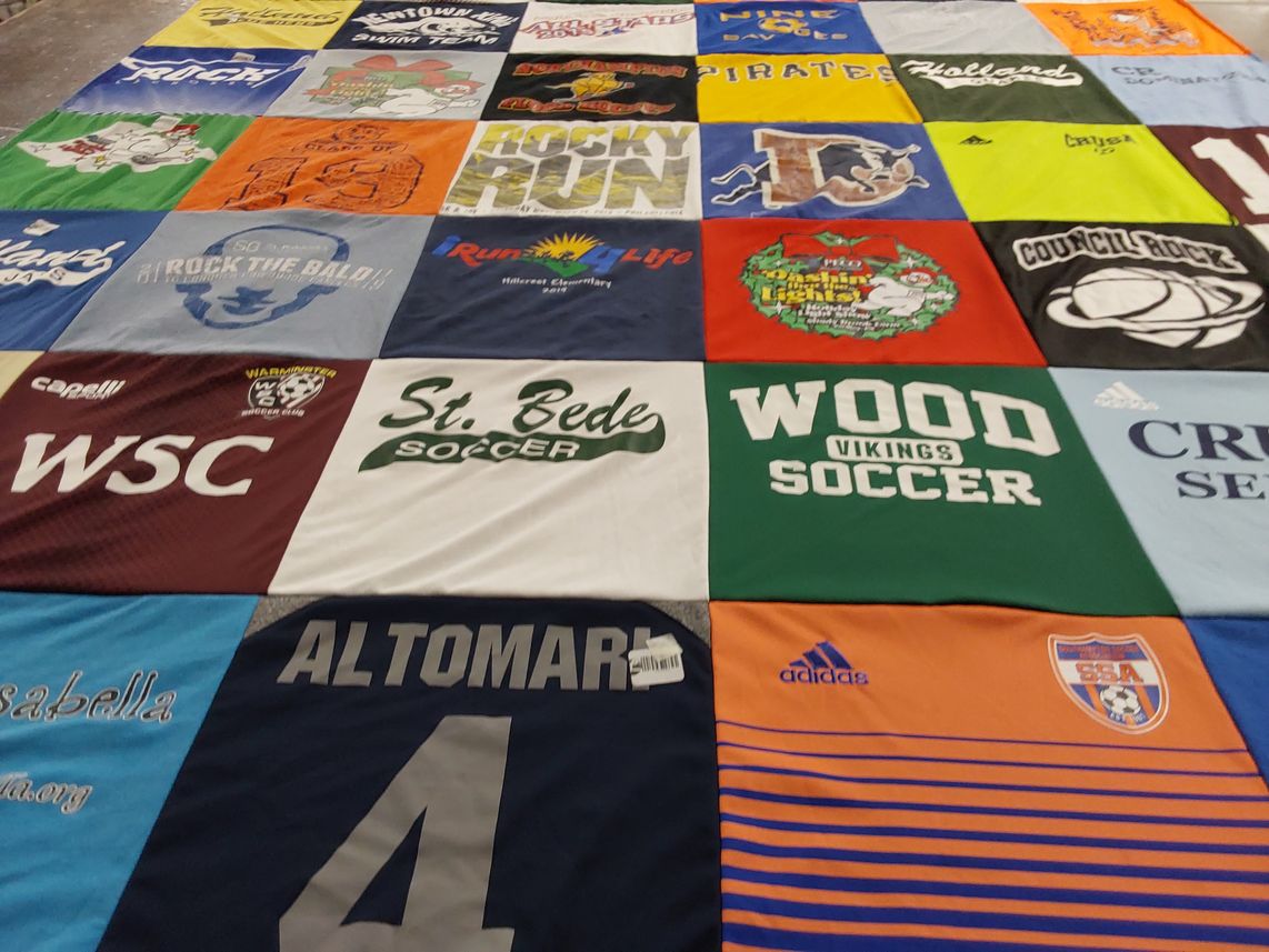 T-shirt quilt featuring worcester soccer club, wood viking soccer by Caryn from PA