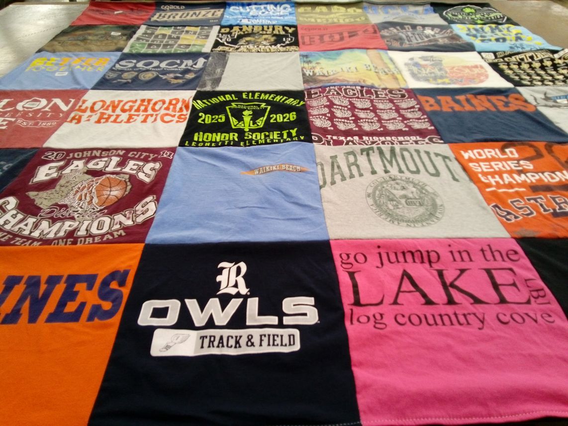 T-shirt quilt featuring johnson city high school eagles, track and field team by Jed from TX