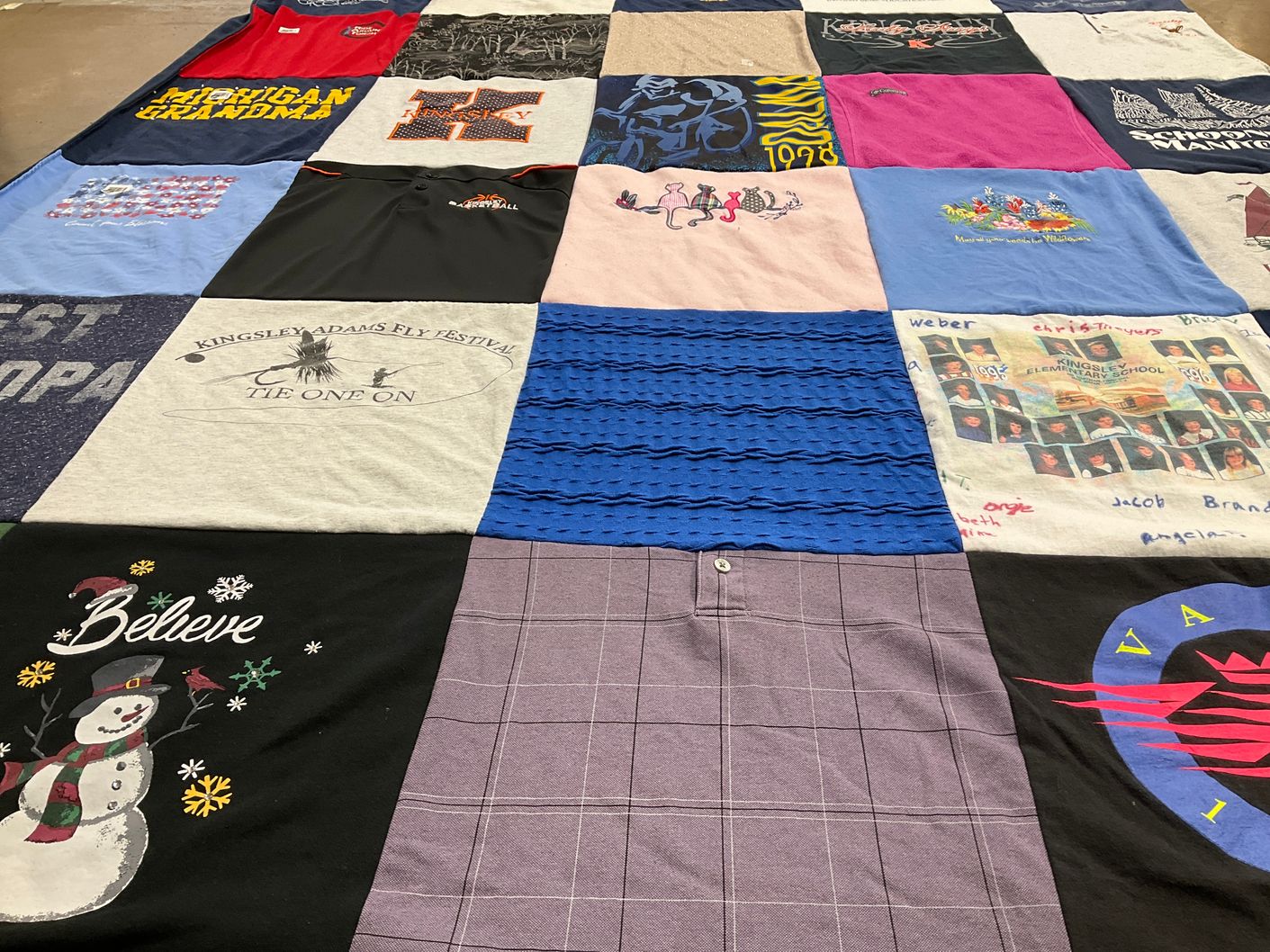 T-shirt quilt from kingsley elementary school by Emily from MI