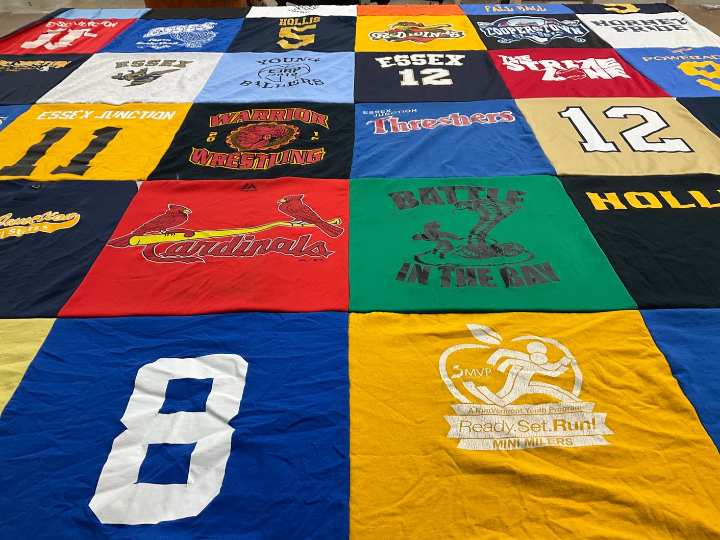 T-shirt quilt featuring essex high school wrestling team, essex high school cardinals by Crystal from VT
