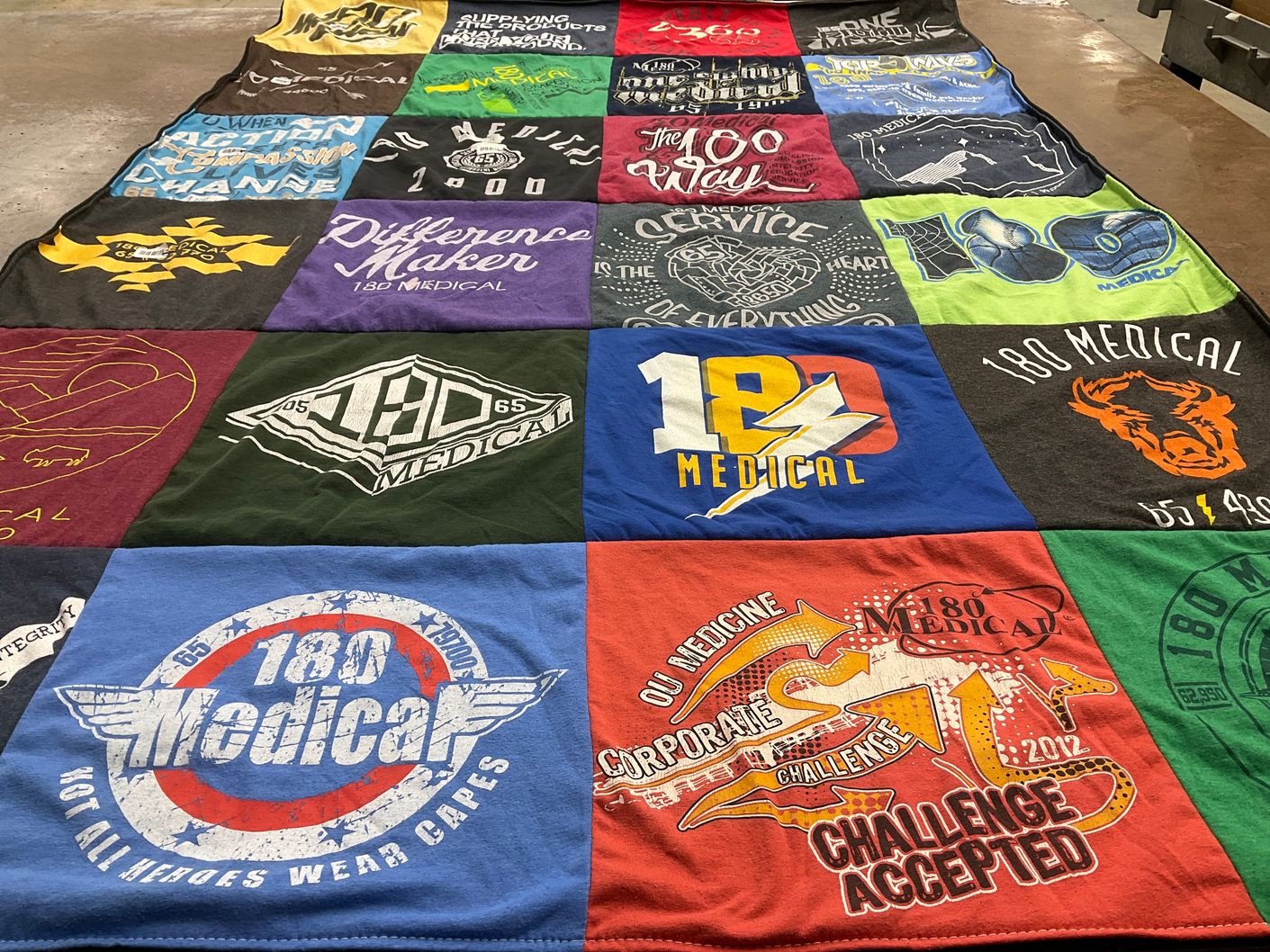 T-shirt quilt with healthcare, community service themes by Lindsay from OK
