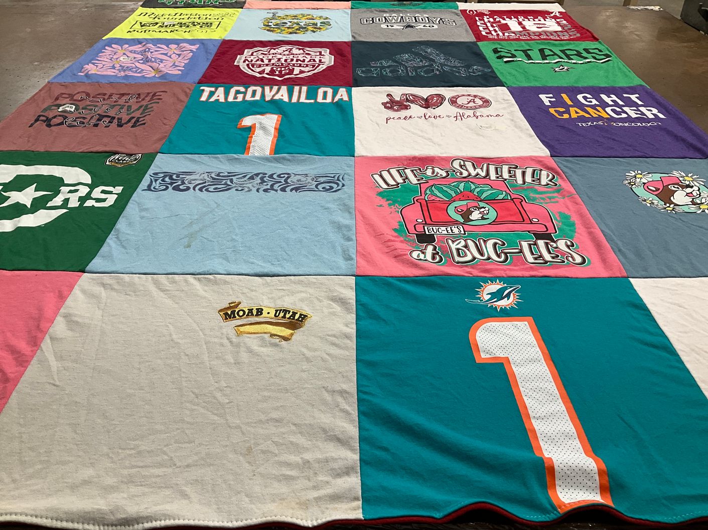 T-shirt quilt featuring miami dolphins, alabama crimson tide by Susan from TX
