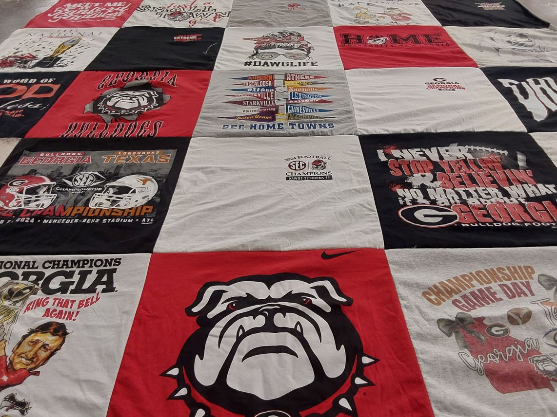 T-shirt quilt featuring georgia bulldogs by Margie from GA
