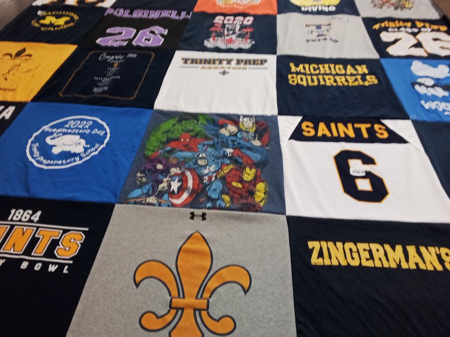 T-shirt quilt featuring saints by Melissa from FL