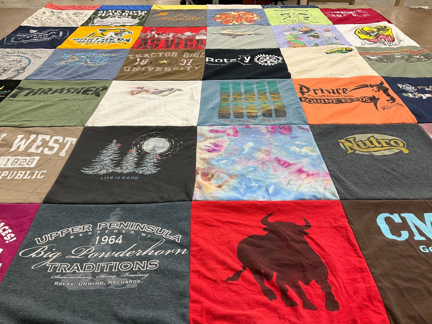 T-shirt quilt from university of wisconsin, university of nebraska by Karen from MI