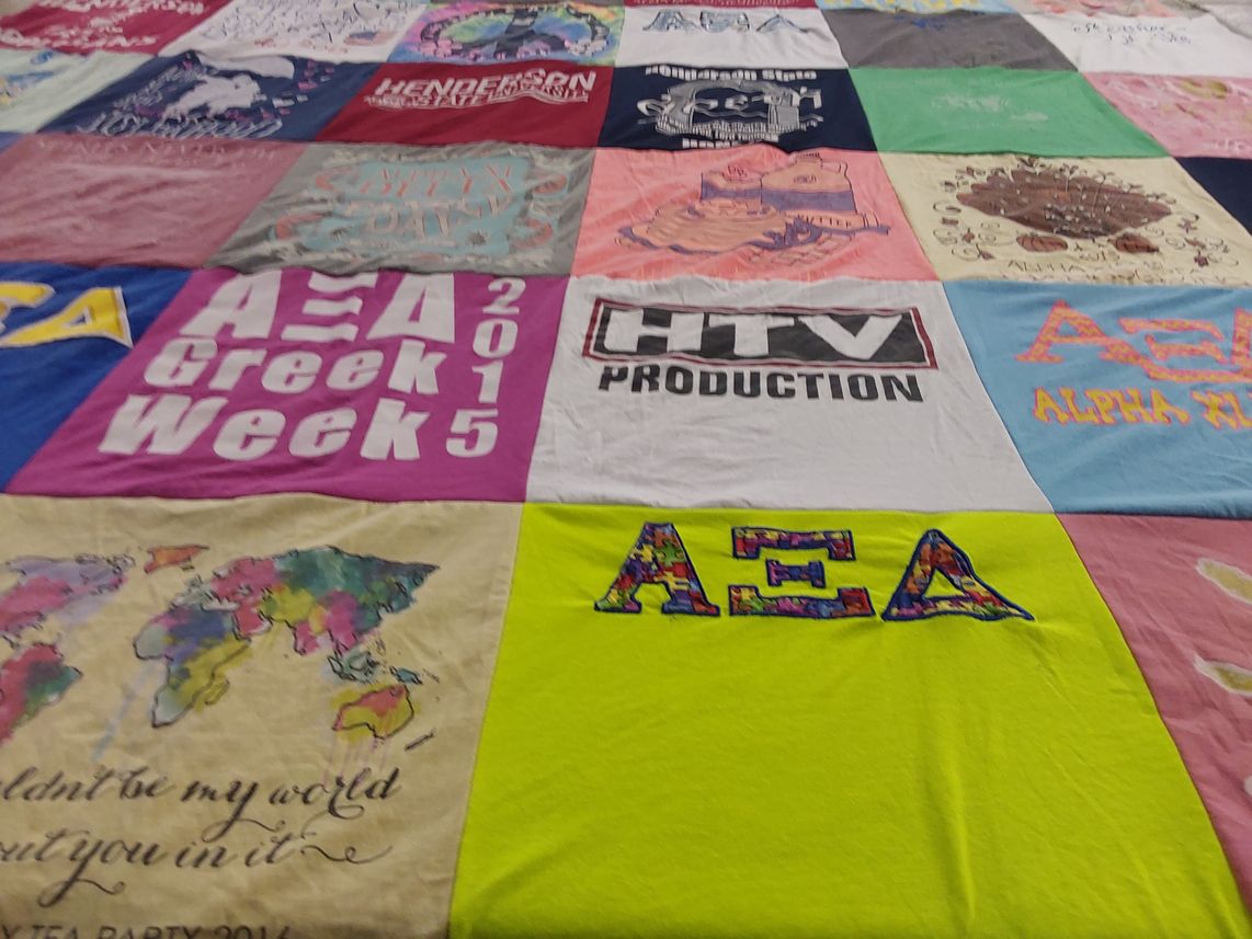 T-shirt quilt from henderson state university by Katie from AR