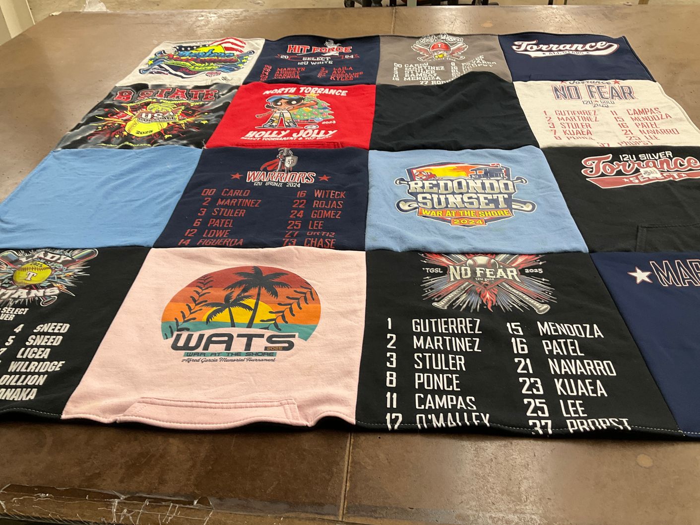 T-shirt quilt featuring redondo sunset baseball, warriors baseball by Lorraine from CA