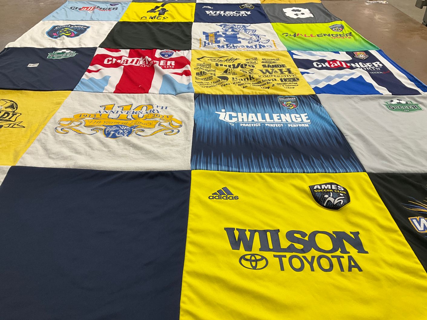 T-shirt quilt with soccer, sports themes by Debra from IA