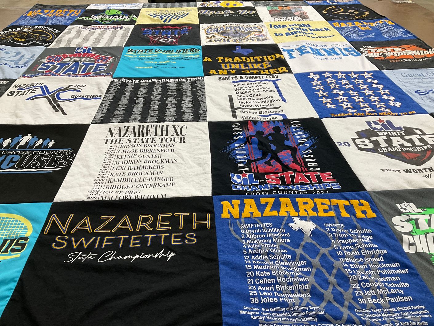 T-shirt quilt featuring nazareth swifettes by Peggy from TX