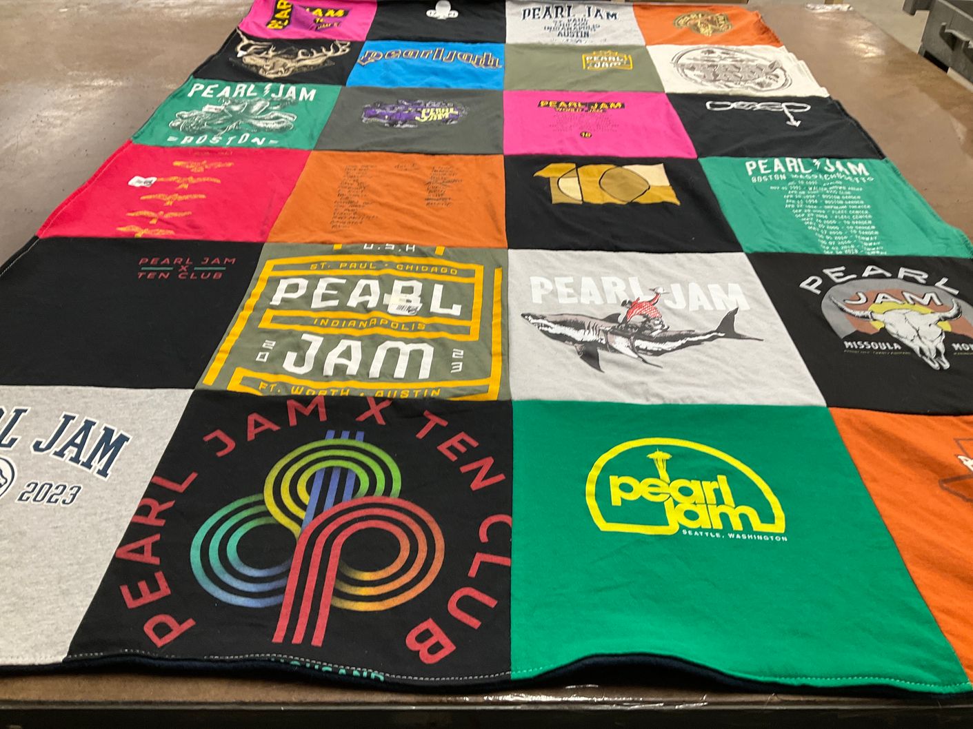T-shirt quilt with music, concerts themes by Terence from NY