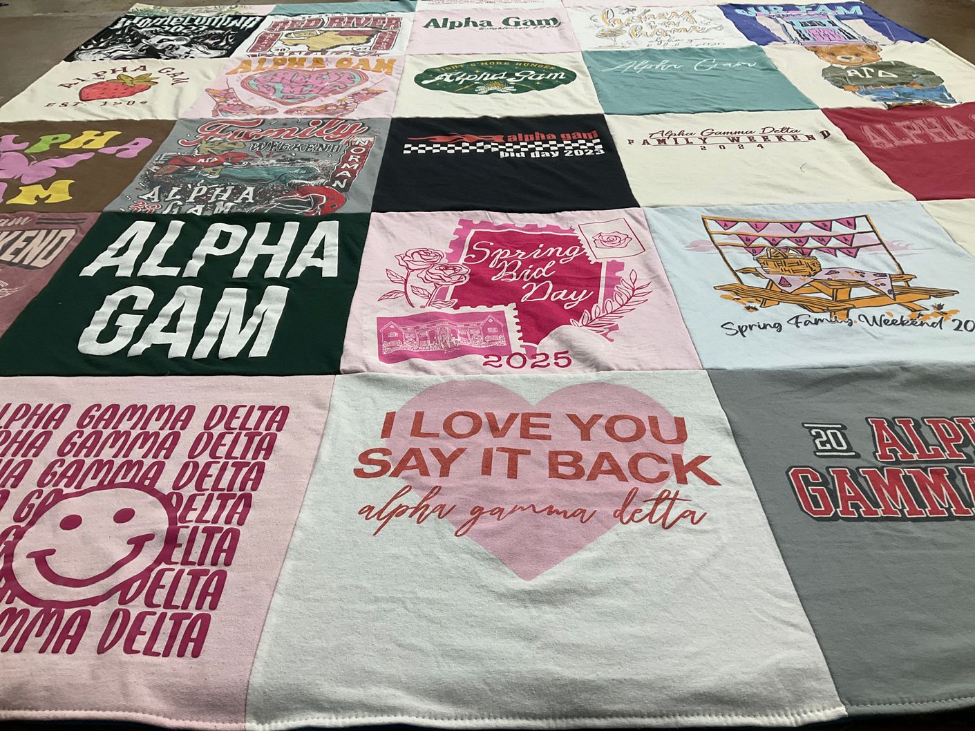 T-shirt quilt with sorority, sisterhood themes by Kelly from TX