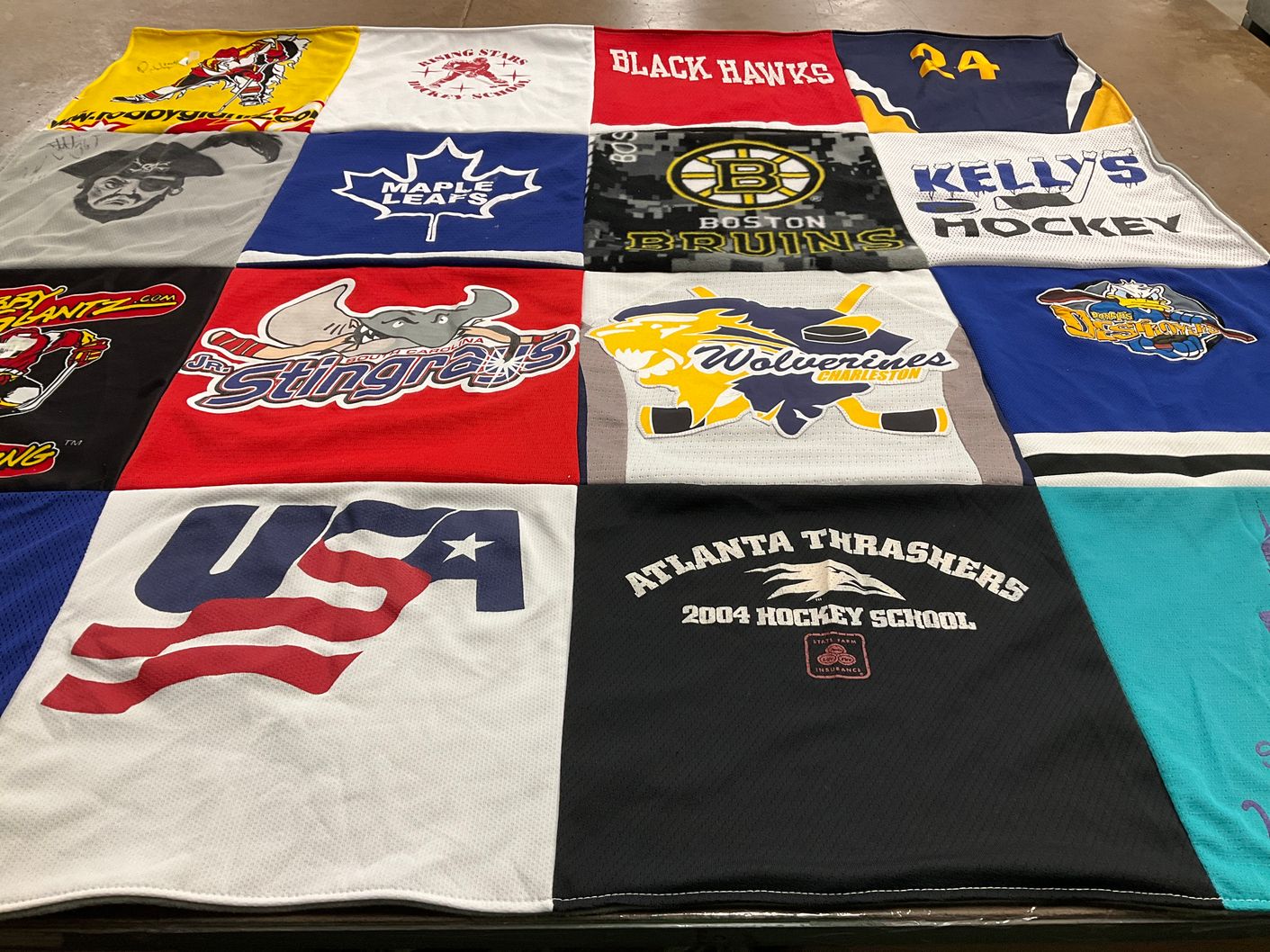 T-shirt quilt featuring atlanta thrashers, boston bruins by Tally from SC