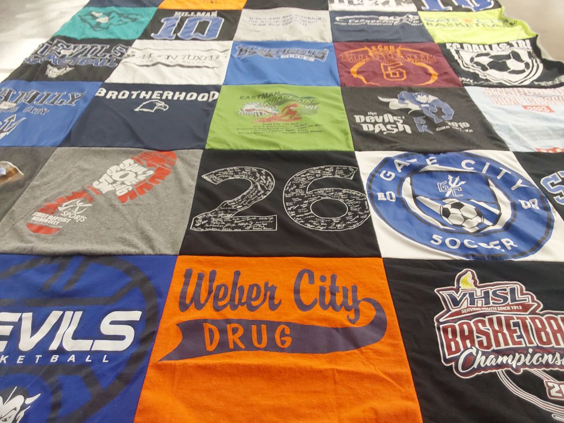 T-shirt quilt featuring gate city high school soccer, weber city devils basketball by Rebecca from VA