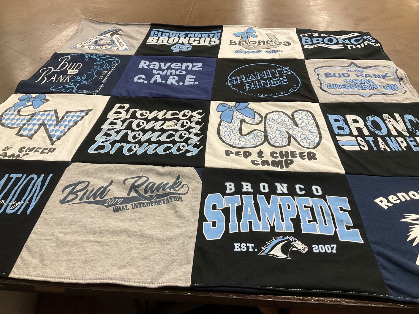 T-shirt quilt featuring bronco stampede by Jenifer from CA