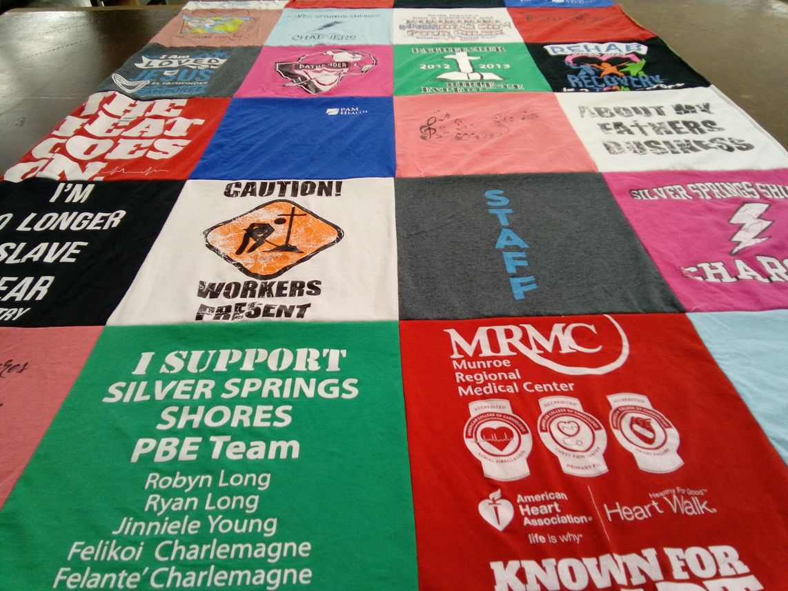 T-shirt quilt with health, recovery themes by Heatherdawn from FL