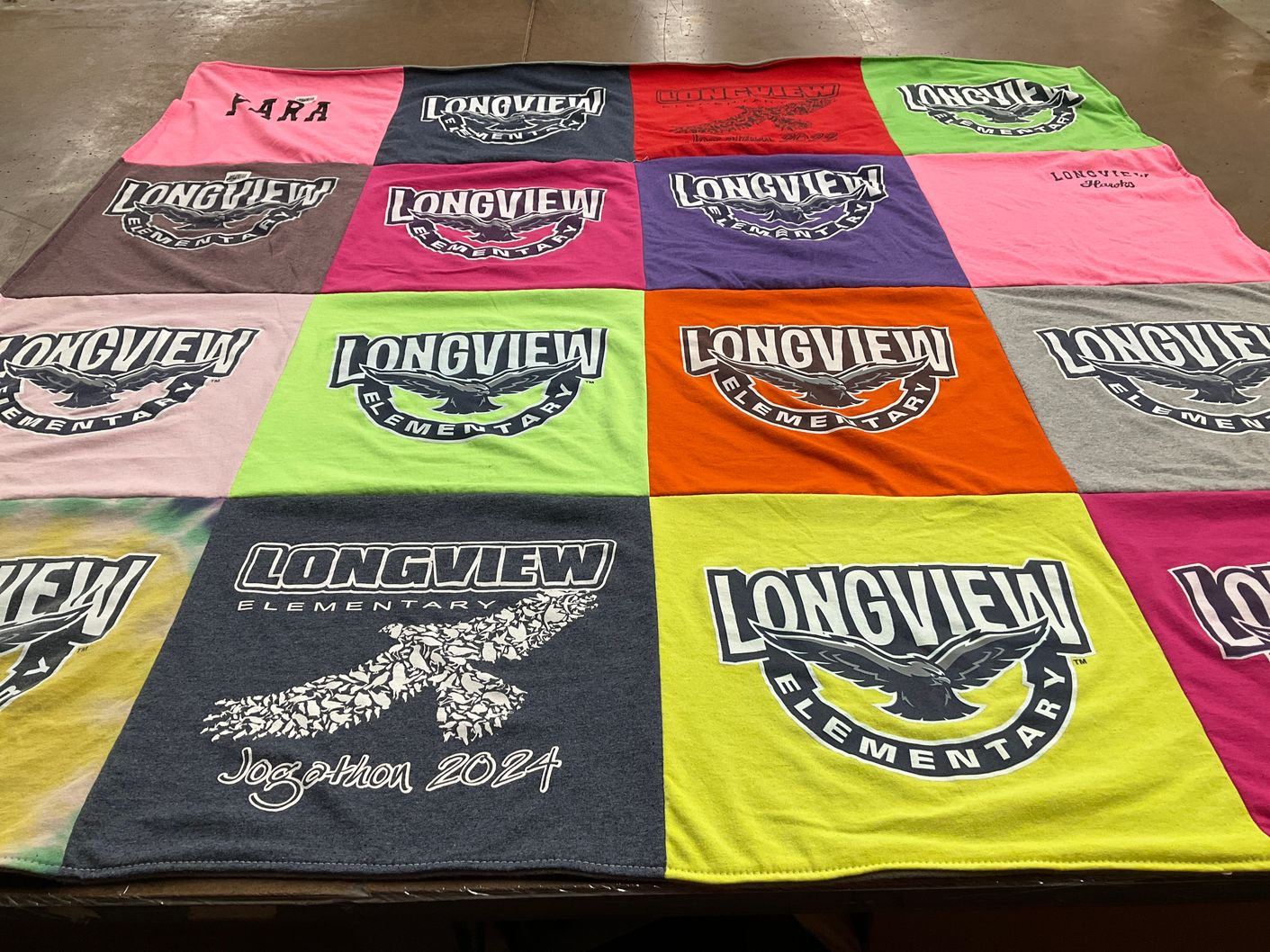 T-shirt quilt from longview elementary by Susan from WA