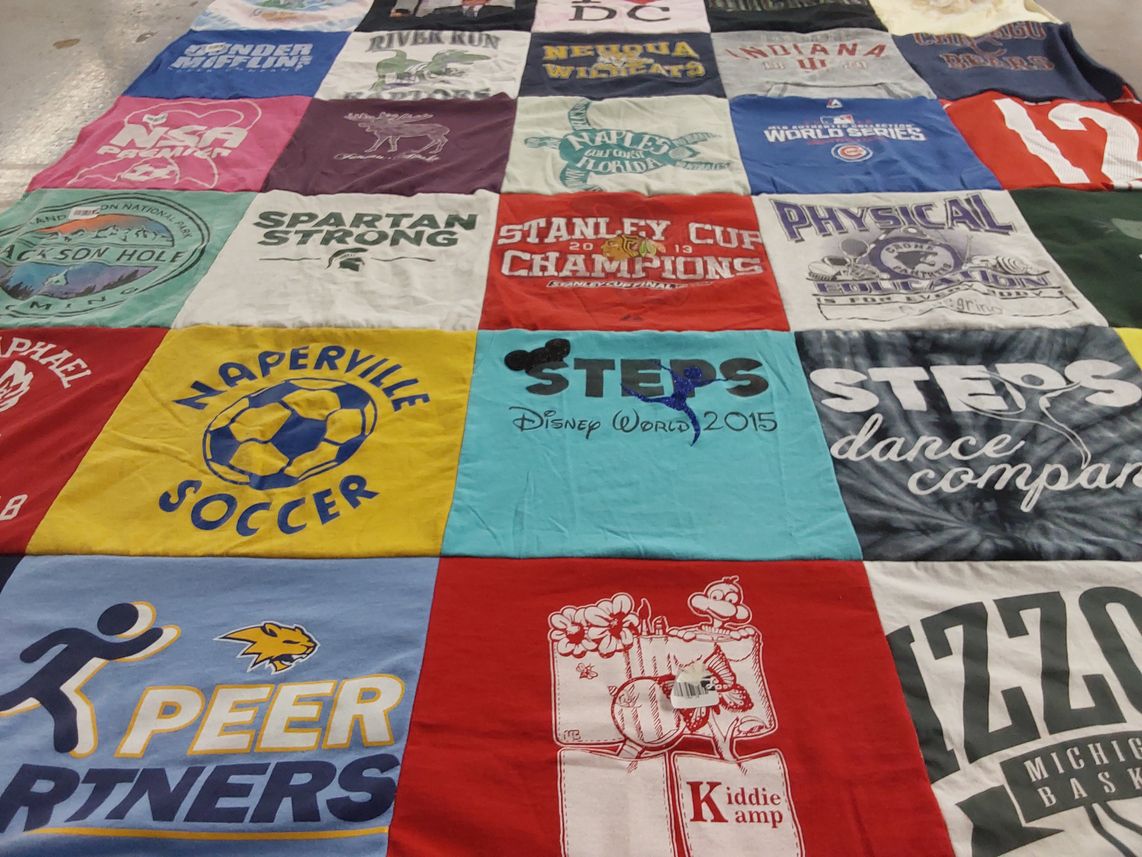 T-shirt quilt from naperville soccer, michigan state university by Nicole from IL