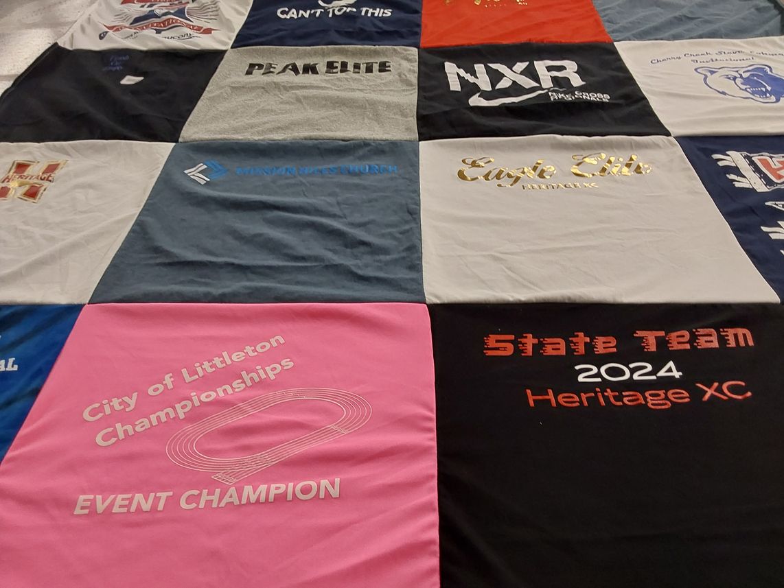 T-shirt quilt featuring heritage xc team by Nancy from CO