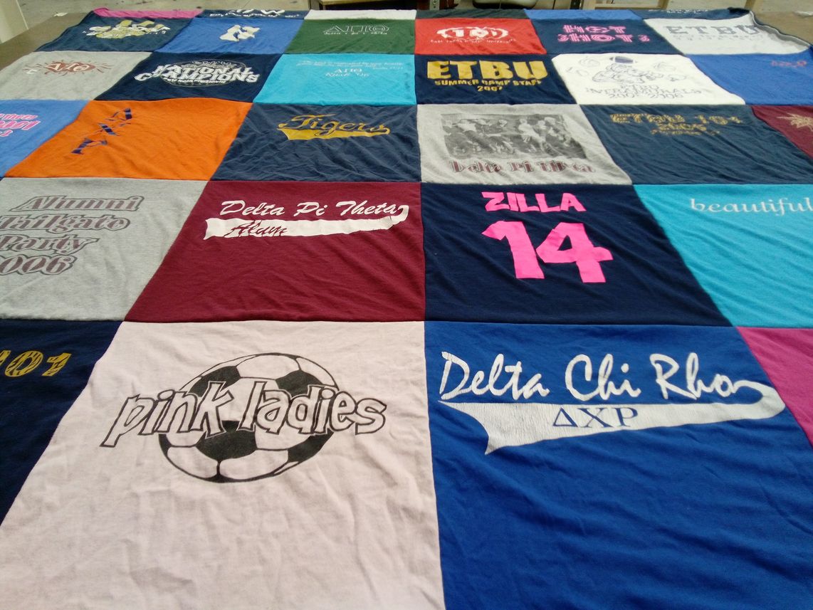 T-shirt quilt from east texas baptist university by Shauney from TX