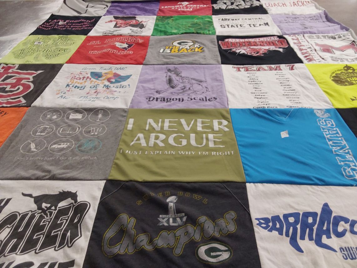 T-shirt quilt from faraway central high school by Jacklyn from MO