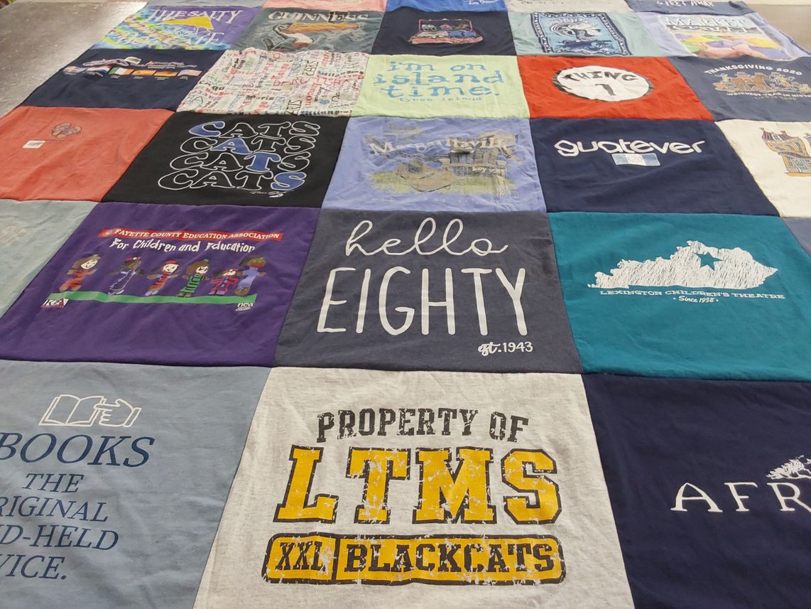 T-shirt quilt featuring blackcats by Jane from KY