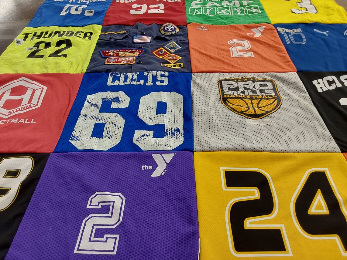 T-shirt quilt with basketball themes by Dana from TX