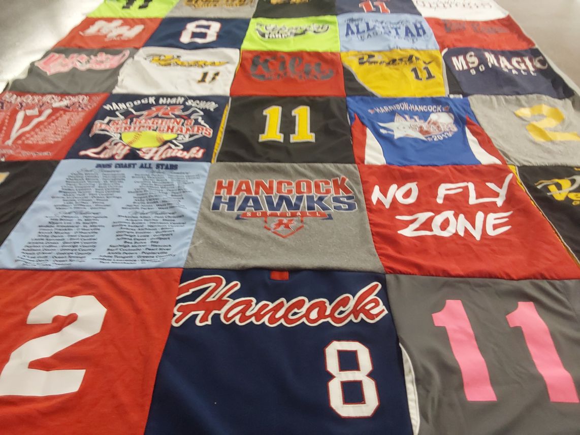 T-shirt quilt featuring hancock hawks basketball by Amanda from MS
