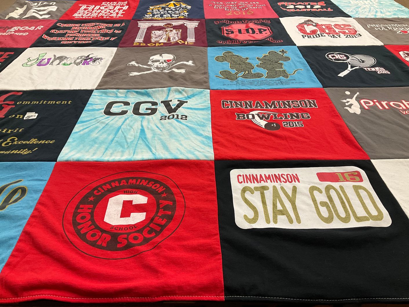 T-shirt quilt from cinnaminson high school by Holly from NJ