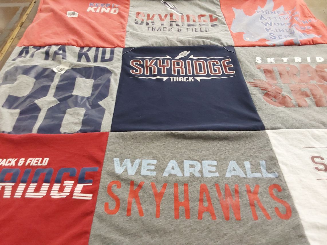 T-shirt quilt featuring skyridge high school track team by clair from WA