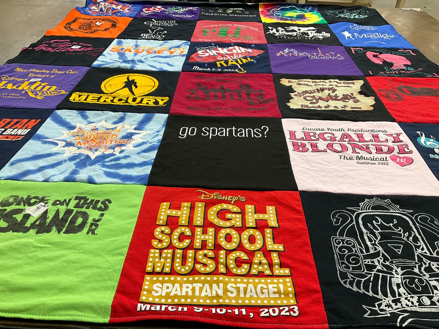 T-shirt quilt from spartan stage by Dolores from NY