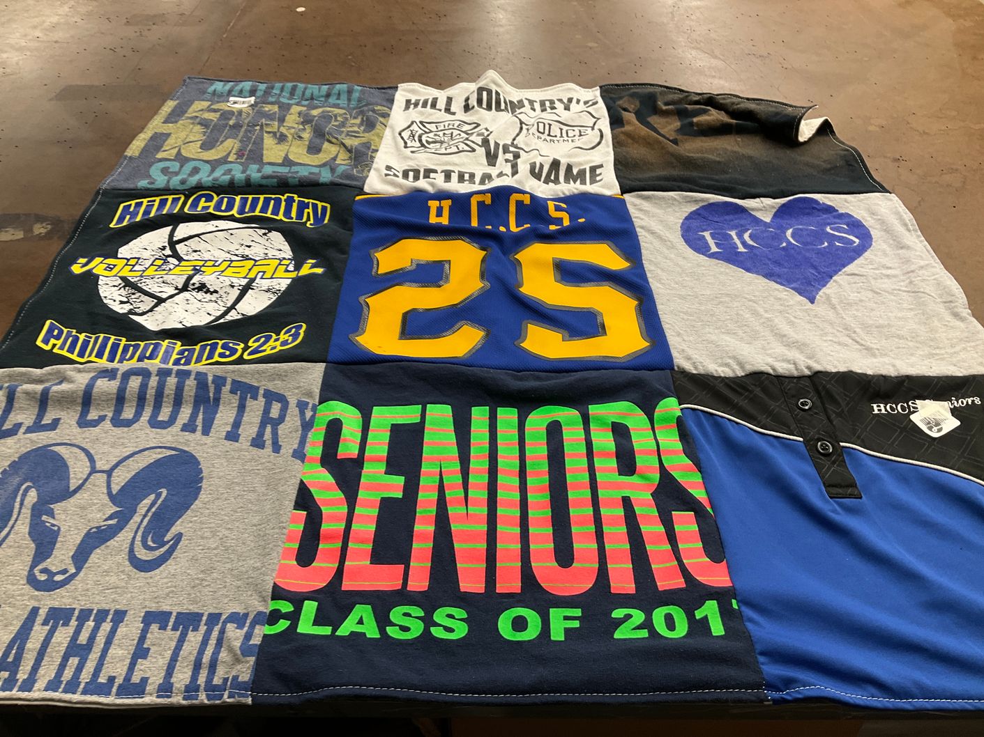 T-shirt quilt featuring hill country christian school volleyball by Ryanna from TX