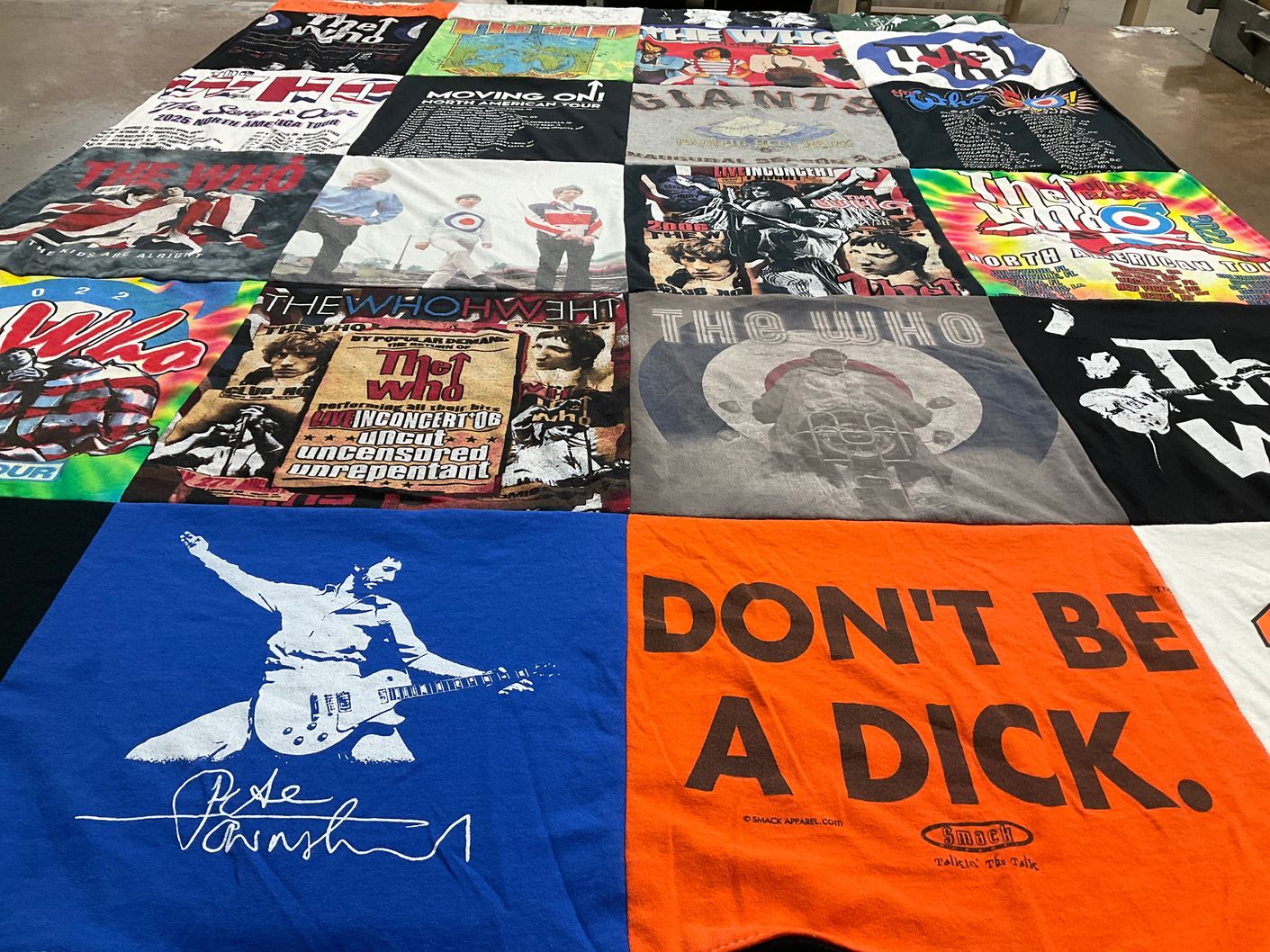T-shirt quilt with music, rock themes by Karen from VA